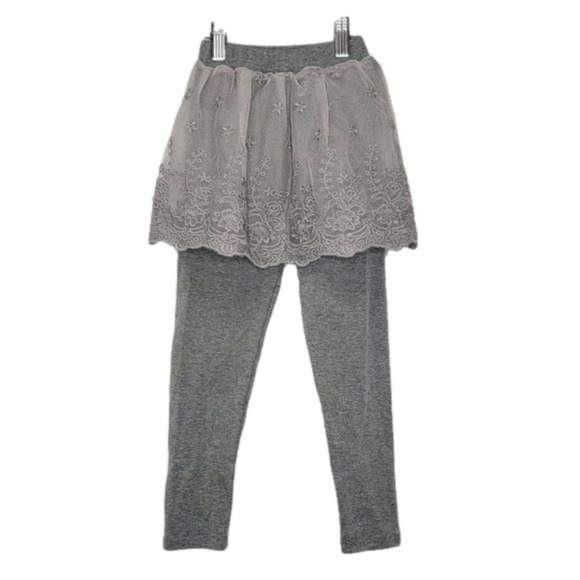 GIRLS grapy legging skirt 2 in 1 pants with lace elastic waist casual leggins - Picture 1 of 11